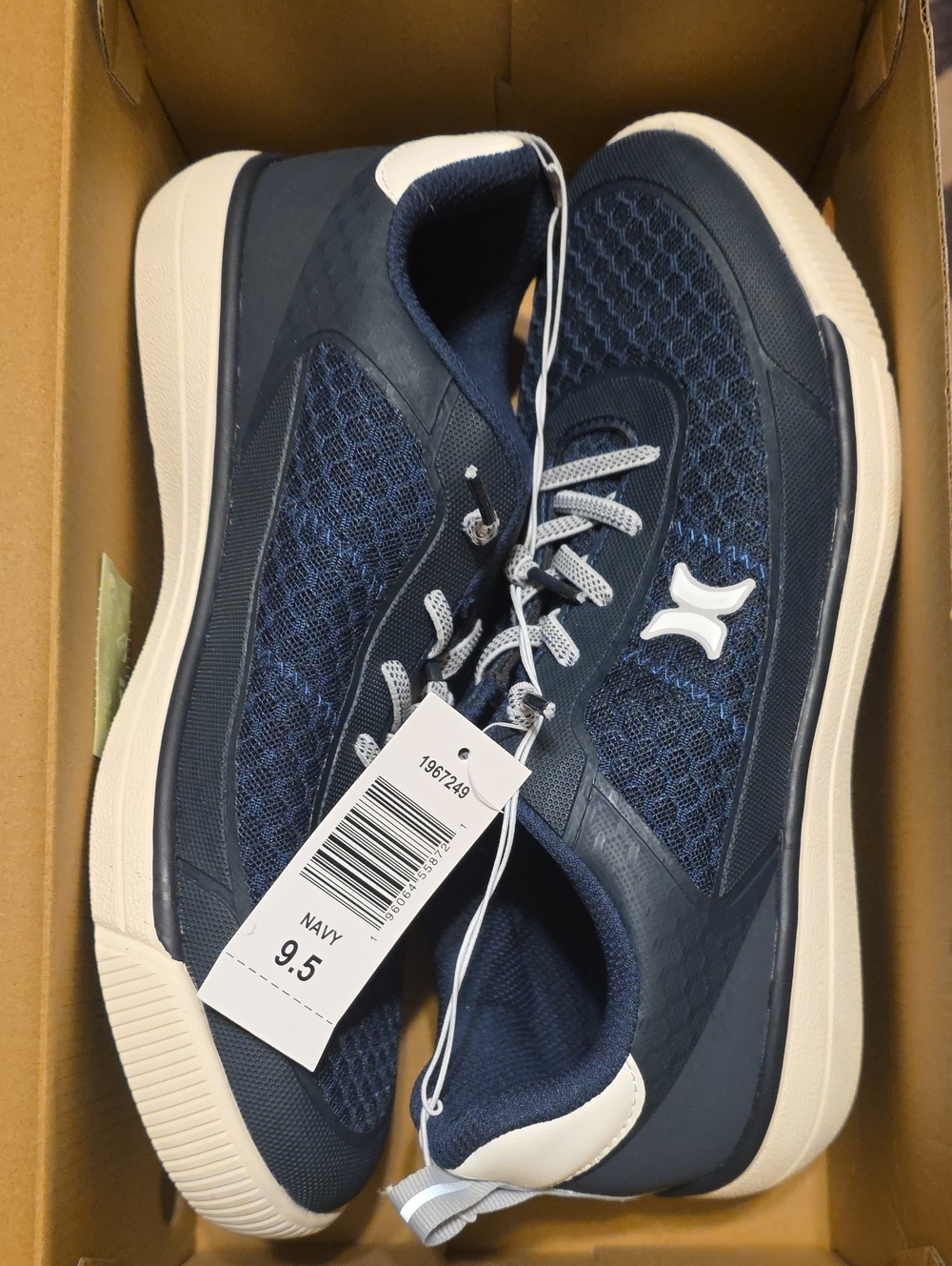 Hurley Navy and Cream Men's Lace-Up Athletic Sneakers